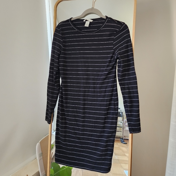 H&M Bodycon Black with White Stripes Dress - Picture 1 of 4